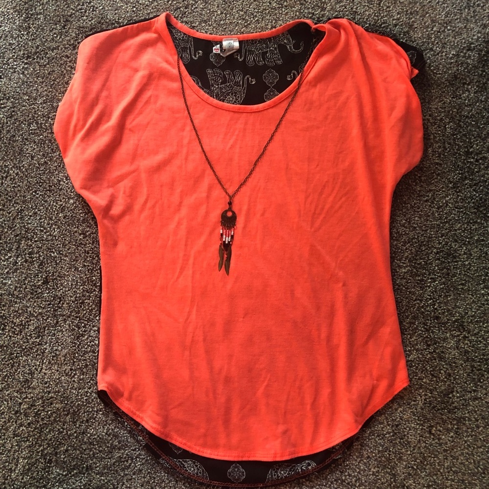 Peach and Black Elephant T-Shirt